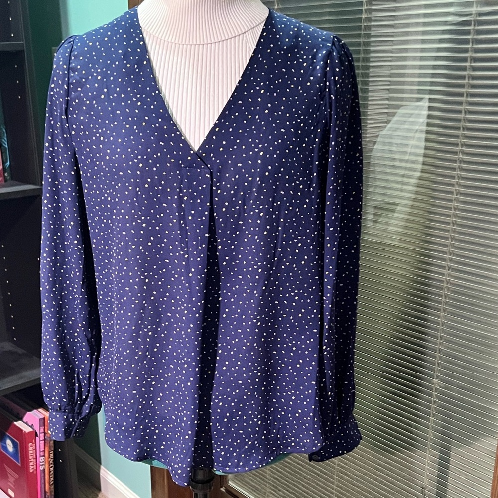 Navy spotted blouse size medium